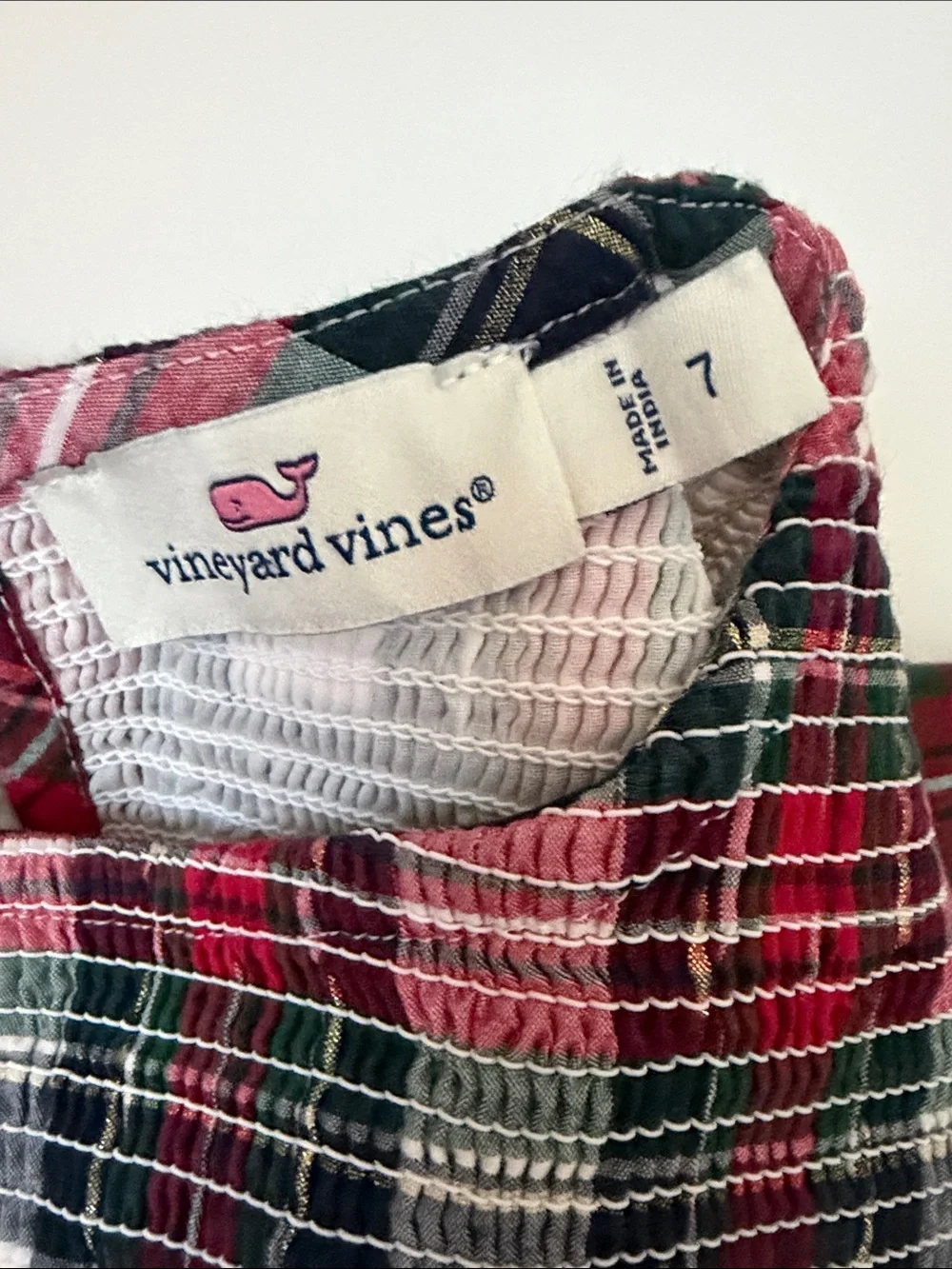 Girls Red Plaid Smocked Waist Dress - Classic Holiday Style